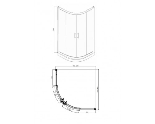 Душевой уголок Bravat Stream BS090.1203S, 90 x 90 x 200 см, двери раздвижные, стекло прозрачное, хром