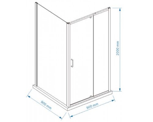 Душевой уголок Bravat Line BS090.2113A, 90 x 90 x 200 см, дверь распашная, стекло прозрачное, хром