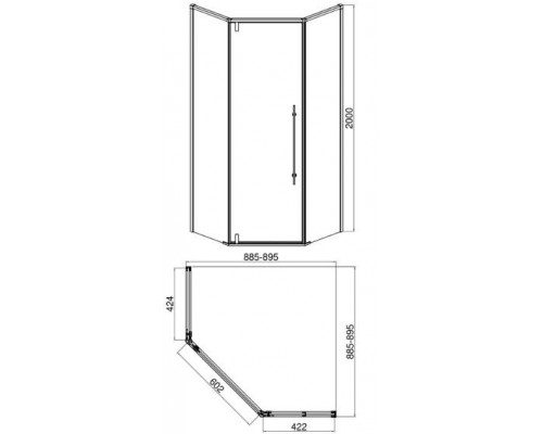 Душевой уголок Bravat Stream BS090.6112S, 90 x 90 x 215 см, двери распашные, стекло прозрачное, хром, с полотенцедержателем