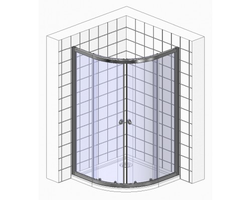 Душевой уголок Cerutti Spa Viva90B 90 x 90 см четверть круга, дверь раздвижная, стекло прозрачное, черный, 8413