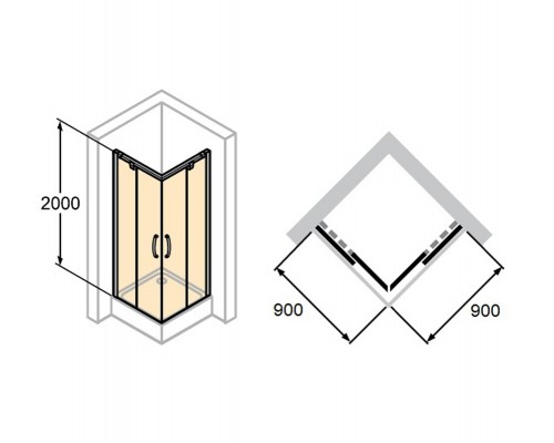 Душевой уголок Huppe Aura Elegance 401309.092.321, 90 х 90 х 200 см
