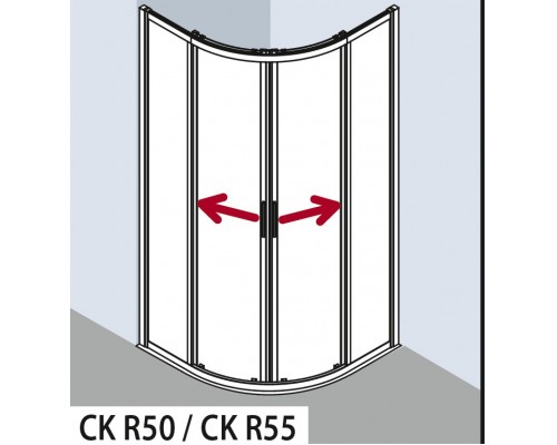 Душевой уголок Kermi Cada Xs CKR5010020VPK 100 х 100 см, двери раздвижные ,четверть круга, стекло прозрачное, хром