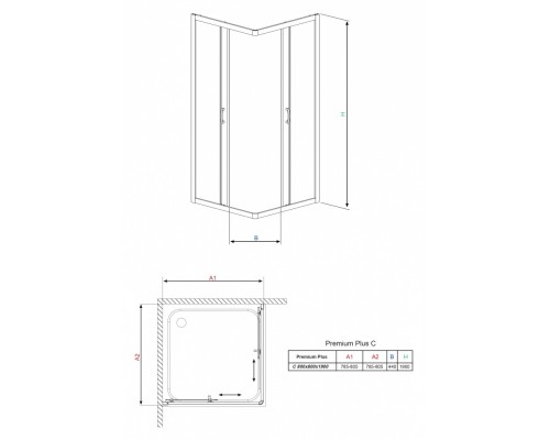 Душевой уголок Radaway Premium Plus C 30463-01, 80 х 80 х 190 см