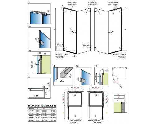 Душевой уголок Radaway Arta KDJ I 100 x 80, левая дверь, стекло прозрачное