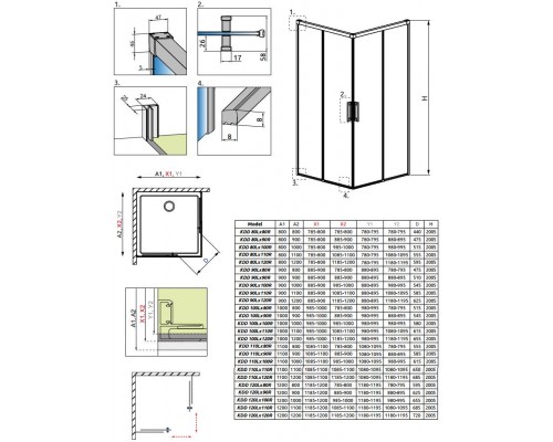 Душевой уголок Radaway Idea KDD 80 x 110 см, стекло прозрачное