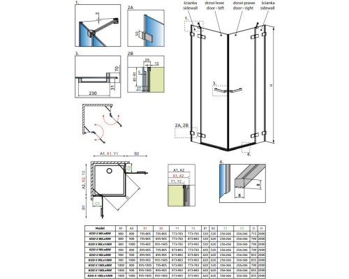 Душевой уголок Radaway Arta KDD II, 90 x 80 см, стекло прозрачное