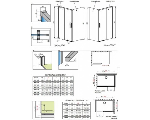 Душевой уголок Radaway Idea KDJ 100 x 90 левый, стекло прозрачное