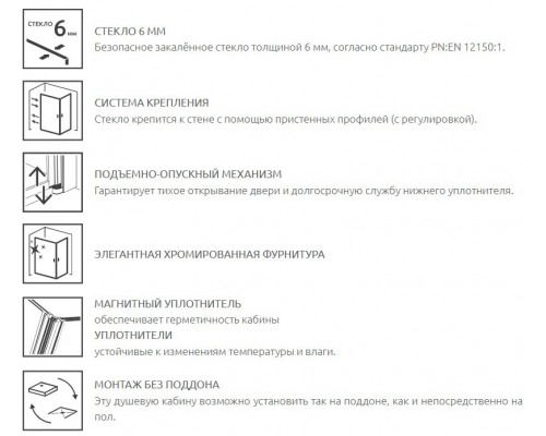 Душевой уголок Radaway Almatea PDD 90 х 90 х 195 см, стекло прозрачное, профиль хром, 30502-01-01N