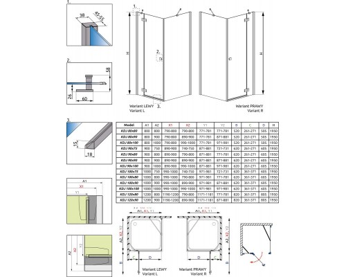 Душевой уголок Radaway Almatea KDJ 80 х 100 х 195 см, стекло прозрачное, профиль хром, L/R