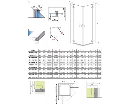 Душевой уголок Radaway Almatea KDD 80L*80R, 80 х 80 х 195 см, стекло коричневое, профиль хром, 32162-01-08N