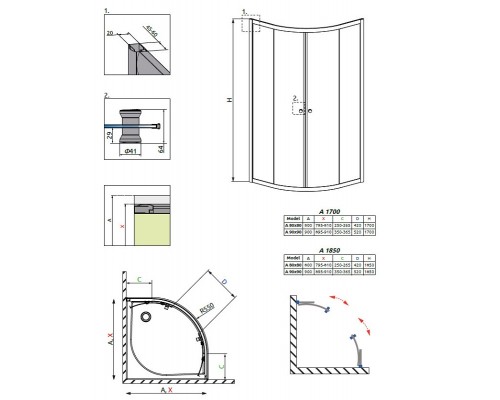 Душевой уголок Radaway Classic A 80 x 80 х 185 см, стекло коричневое, профиль белый, 30010-04-08