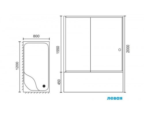 Душевой уголок Royal Bath RB8120BP-C-CH-L/R, 120 х 80 х 200 см, стекло матовое