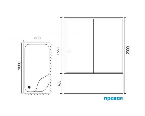 Душевой уголок Royal Bath RB8100BP-T-CH L/R, 100 х 80 х 200 см, стекло прозрачное RB8100BP-T-CH-R