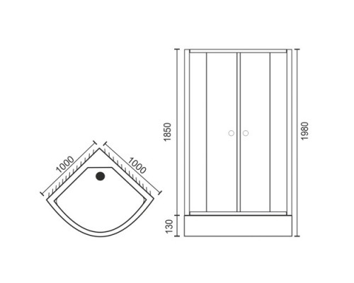 Душевой уголок Royal Bath RB100HK-T-CH 100 х 100 x 198 см четверть круга, стекло прозрачное, хром