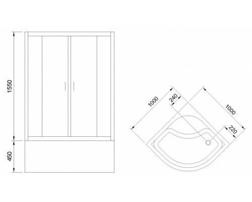 Душевой уголок Royal Bath RB100BK-T 100 х 100 x 198 см, стекло прозрачное, профиль белый