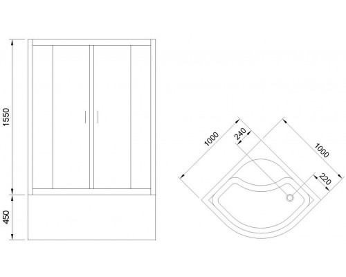 Душевой уголок Royal Bath BK, 100 х 100 х 198 см, стекло прозрачное, профиль черный, RB100BK-T-BL