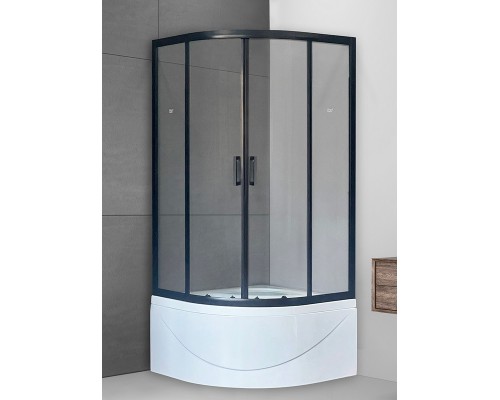 Душевой уголок Royal Bath BK, 90 х 90 х 198 см, стекло прозрачное, профиль черный, RB90BK-T-BL