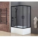 Душевой уголок Royal Bath BP, 100 х 80 х 200 см, стекло прозрачное, профиль черный, RB8100ВP-T-BL/R