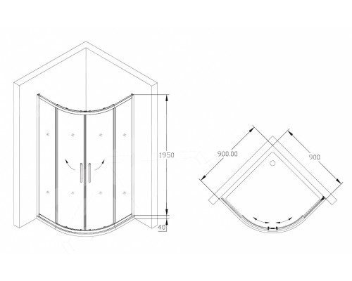 Душевой уголок SSWW LA60-S42, 90 x 90 см