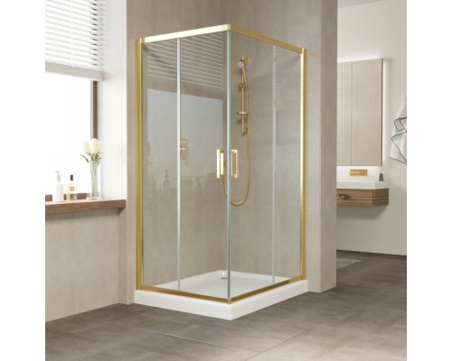 Душевой уголок Vegas Glass Za-F 90 x 80 x 190 см, профиль золото, стекло прозрачное