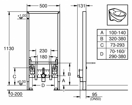 Инсталляция для биде Grohe Rapid SL 38553001