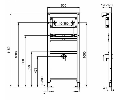 Инсталляция Ideal Standard Prosys для монтажа подвесной раковины, серый, R016167