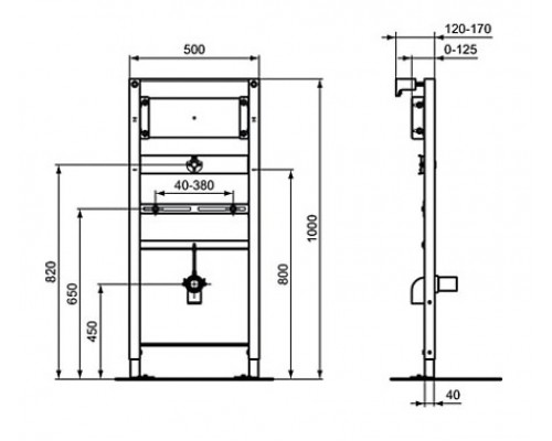 Инсталляция Ideal Standard Prosys для монтажа писсуара, серый, R016367