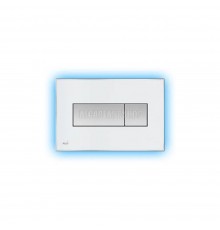 Кнопка управления AlcaPlast M1470-AEZ111 с цветной пластиной, светящаяся кнопка белая, свет голубой