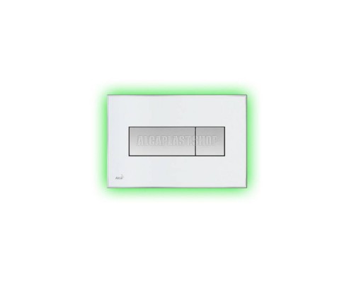 Кнопка управления AlcaPlast M1470-AEZ112 с цветной пластиной, светящаяся кнопка белая, свет зеленый