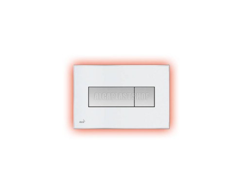 Кнопка управления AlcaPlast M1470-AEZ113 с цветной пластиной, светящаяся кнопка белая, свет красный