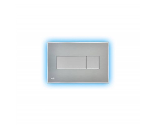 Кнопка управления AlcaPlast M1471-AEZ111 с цветной пластиной, светящаяся кнопка сталь матовая, свет голубой