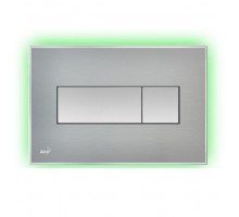 Кнопка управления AlcaPlast M1471-AEZ112 с цветной пластиной, светящаяся кнопка сталь матовая, свет зеленый