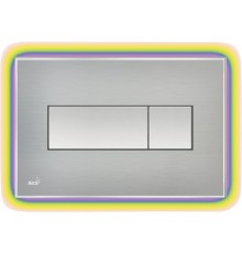 Кнопка управления AlcaPlast M1471 - R с цветной пластиной, светящаяся кнопка сталь матовая, свет радуга