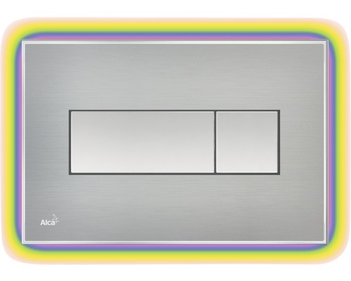 Кнопка управления AlcaPlast M1471 - R с цветной пластиной, светящаяся кнопка сталь матовая, свет радуга