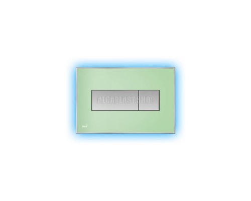 Кнопка управления AlcaPlast M1472 - AEZ111 с цветной пластиной, светящаяся кнопка зеленая, свет голубой