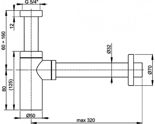 Сифон для раковины AlcaPlast A400, хром