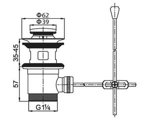 Донный клапан Cezares CZR-SA2-01 для раковины, с переливом, хром