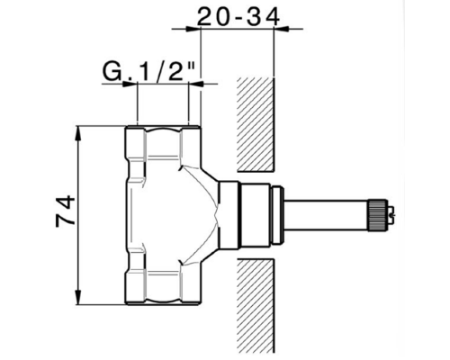Встраиваемая часть запорного вентиля Cisal 1/2", открывание против часовой стрелки, ZA00332004
