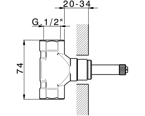 Встраиваемая часть запорного вентиля Cisal 1/2", открывание по часовой стрелке, ZA00332104