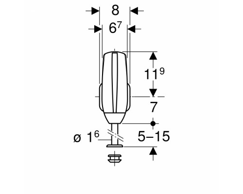 Система электронного управления смывом писсуара Geberit 115.805.46.1, питание от батарей, подвод воды сзади