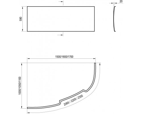 Фронтальная панель Ravak Asymmetric с креплением, левая/правая, 150 х 100 см, белая, CZ44100000/CZ45100000