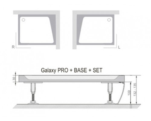 Панель для поддона Ravak Gigant Pro с креплением, левая/правая, 100 х 80 см, белая, XA83AL01010/XA83AP01010
