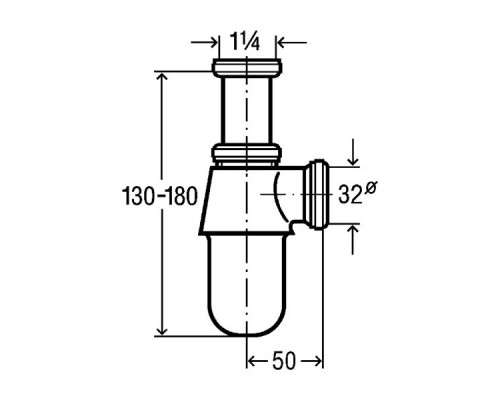 Сифон для раковины бутылочный Viega 105082 1'1/4х1'1/4 без отвода и розетки