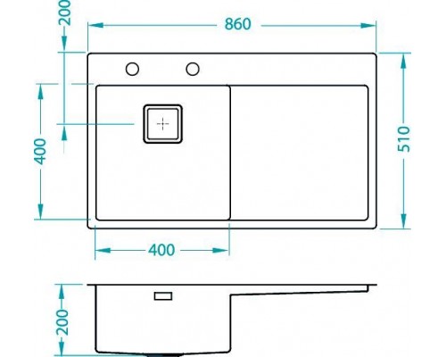 Мойка кухонная Alveus STYLUX 50 SAT-90 860 x 510, левая/правая (1084293/1084294)