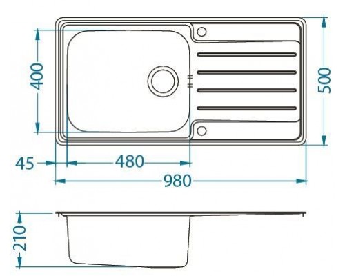 Мойка кухонная Alveus PRAKTIK 100 SAT-90 980 x 500 1085977