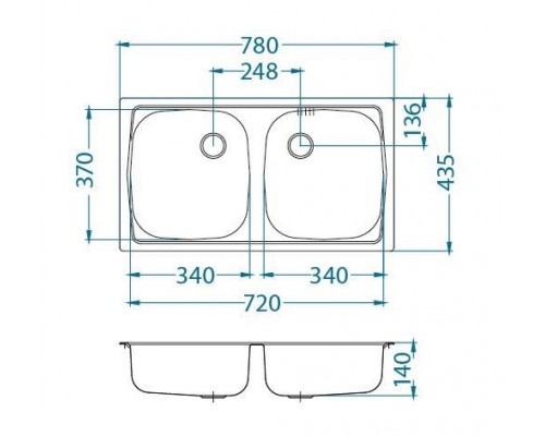 Мойка кухонная Alveus BASIC 160 LEI-60 780 x 435 1039145