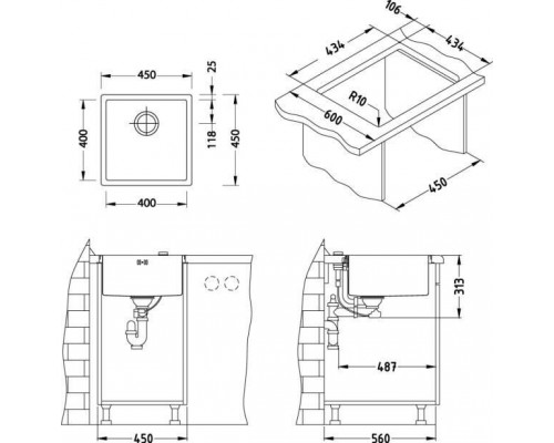 Мойка кухонная Alveus Monarch Quadrix 30 1103319, золото