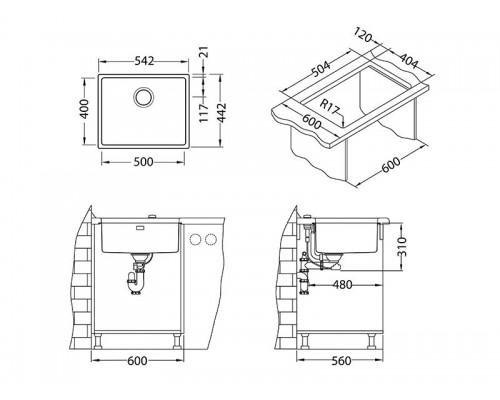 Мойка кухонная Alveus Kombino 50 U Monarch 1120361, золотой