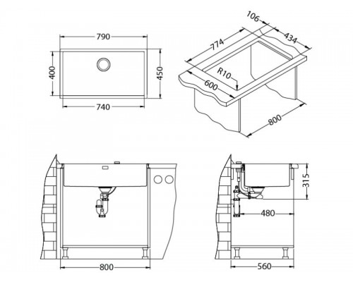 Мойка кухонная Alveus Quadrix 60 Monarch 1117478, золото