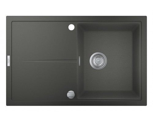 Мойка кухонная из искусственного гранита Grohe K400, 31639AT0, 78 x 50 см, с корзинчатым фильтром и донным клапаном, серый гранит